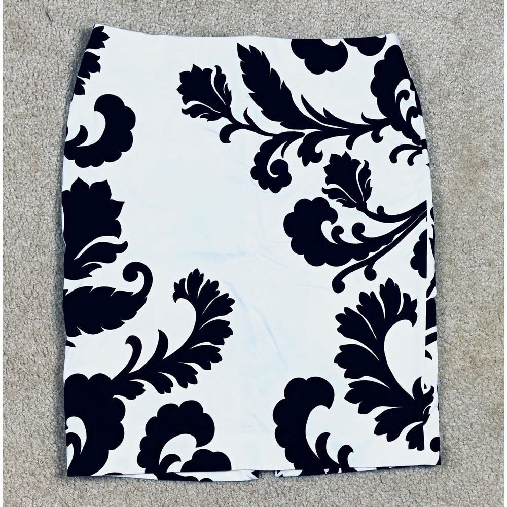White House Black Market Womens Floral Sateen Pencil Skirt Lined Zip Size 10
